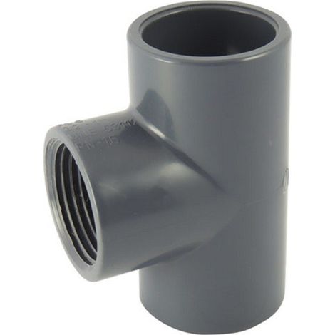 Raccord PVC pression - Té 90° avec dérivation taraudée PVC pression mixte FFF Ø32-1''-32