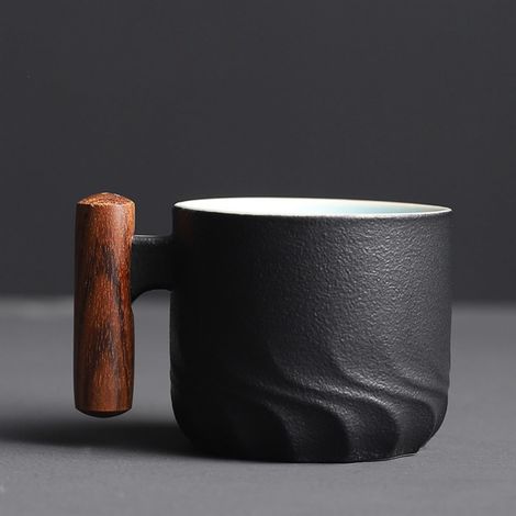 Tasse Espresso Céramique Poignée Bois - Tasse Démitasse Café Thé - 200 g - Usage Intérieur (1/4)