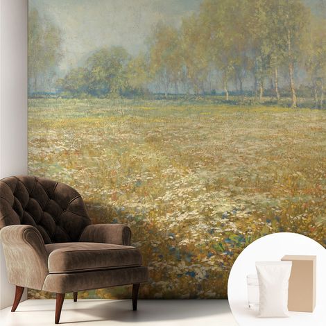 Carta Da Parati - Fotomurale In Vlies - per Decorazione pareti - Per La Cucina Camera Da Letto Per La Soggiorno Campo fiorito 250x250 cm (1/5)