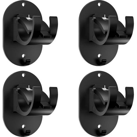 soportes para barras de cortina sin taladrar, ganchos para cortinas sin taladrar, ganchos de ventana con clip, soportes adhesivos para barras de cortina (negro) (1/5)