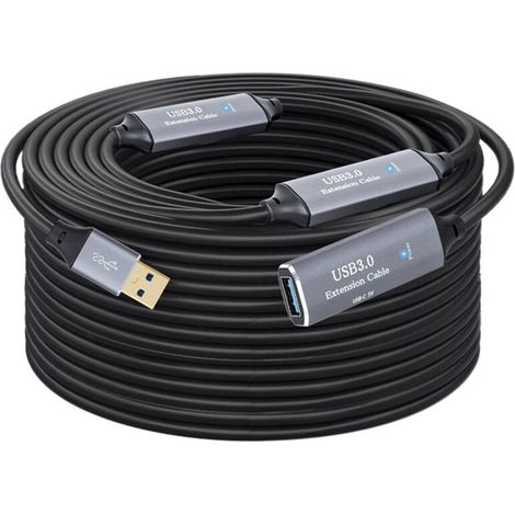 Adatto per cavi di prolunga USB 3.0 da 10 metri, con amplificatore di segnale, adattatore da USB 3.0 maschio a femmina, adatto per laptop/PC. (1/5)