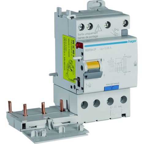 Bloc différentiel double sortie 3P+N 40A 30mA type F - HAGER BDF940F (1/5)