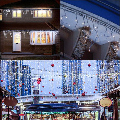 Randaco LED Eisregen Lichterkette Kaltweiß 600 LEDs 20m Weihnachten Lichtervorhang Beleuchtung Lichterkette Weihnachtsbaum (1/5)