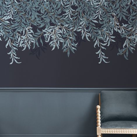 Papier peint panoramique William Morris Willow Bough Navy 400 x 250cm Bleu (1/5)