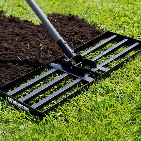 Râteau de nivellement de pelouse Walensee 2,13 m (7 pi) 114 x 25 cm (45 x 10 po) - Outil de nivellement robuste et facile à utiliser - Poignée en acier - Niveleur de pelouse pour cour, jardin et terra (1/5)