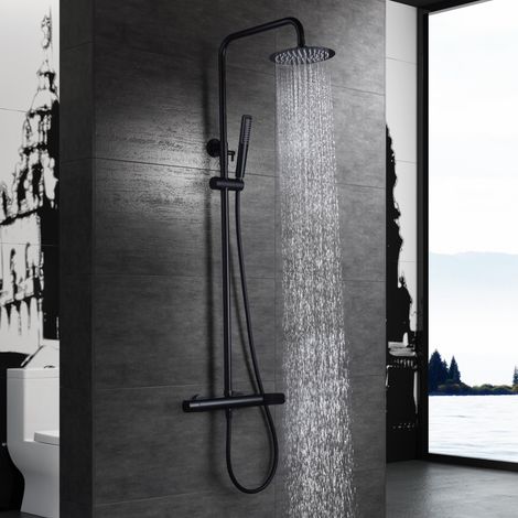 IMEX - columna ducha monomando con grifo negro (1/5)