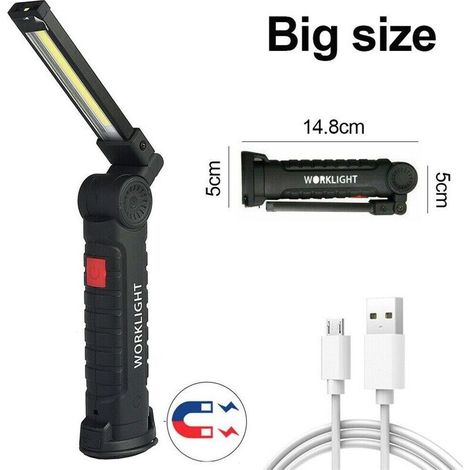 Lot de 2 lampes torches magnétiques rechargeables COB, lampe d'inspection flexible sans fil pour travaux (1/5)
