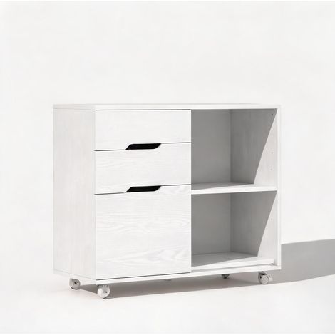Meuble de rangement de bureau blanco en MDF 80 x 40 x 68 cm (1/5)