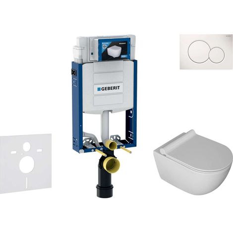 Geberit Combifix - Set con modulo di installazione, vaso WC Gaia e copriwater softclose, placca di comando Sigma01, bianco alpino SANI15CA3103 (1/5)