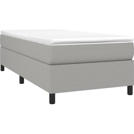 vidaXL Cadre de lit à lattes gris clair 90x190 cm tissu