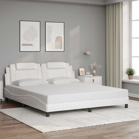 Bettgestell "Viana" ohne Matratze Weiß 180x200 cm Kunstleder