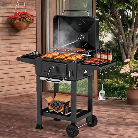 Barbecue au charbon réglable de 8 à 15 cm 112 x 63 x 101,5 cm
