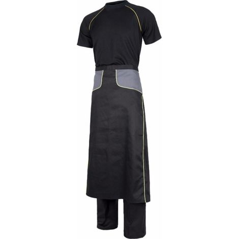 Delantal francés extralargo combinado 85X90 cm WORKTEAM M240 U Negro+Gris+Amarillo A.V.