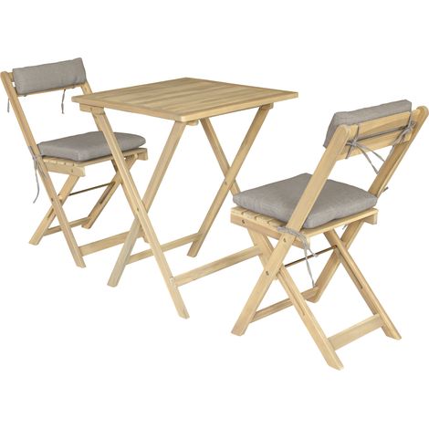 Gartenmöbel-Set für 2 Personen aus Akazie mit Sandfarbenen Kissen BENAGIL
