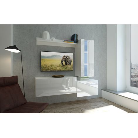 Ensemble meuble TV NEXT 288 AN288-17W-HG21-1B blanc brillant 211 cm (1/2)