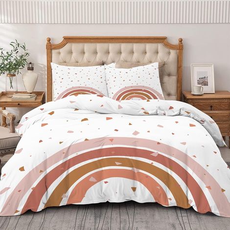 Housse de Couette 220x240 Terracotta Arc-en-Ciel Parure de Lit 2 Personnes (1/5)