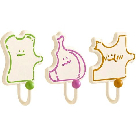 Crochet porte-clés puzzle en forme de dessin animé, attache murale en plastique robuste et non marquante, crochet auto-adhésif peu encombrant, convient aux spatules et aux tabliers. A (1/5)