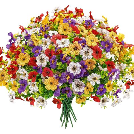 Fleurs Artificielles - Marguerites Fausse Soie UV Résistantes - Pour Jardin Terrasse Balcon Extérieur - Lot de 12 (1/5)
