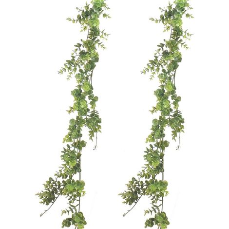 Lot de 2 guirlandes de buis artificielles, 1,8 m, Guirlande de Vigne à Suspendre pour décoration Murale de Mariage