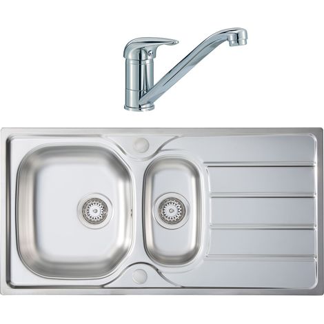 Homestyle KD150 Kitchen Sink 1.5 Kona Reversible Drainer Stainless Steel & Tap