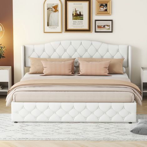 Letto contenitore Letto per adulti e ragazzi 180 x 200 cm con rete a doghe. bianco (1/5)