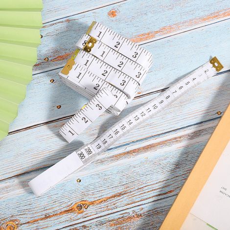 10 pièces Mètre ruban de couture 2.0 x 300 cm Double Échelle Souple pour Mesure Corporelle et Suivi de Perte de Poids Blanc (1/5)