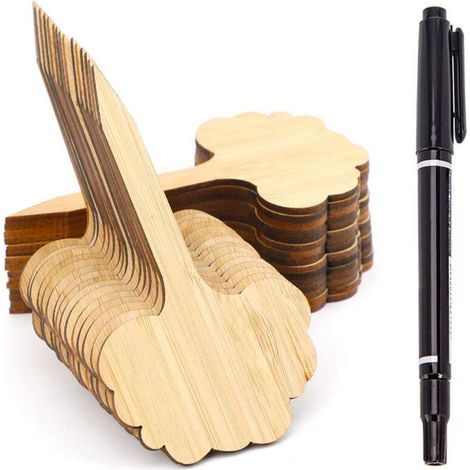 50 Bambus-Etiketten 6x10cm mit Marker für Garten, Gemüsebeet oder Gewächshaus - Modell 3