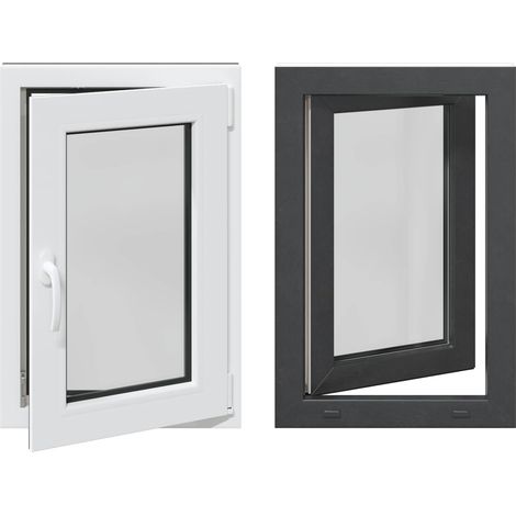 Kellerfenster RISOR 60 x 80 cm PVC und Glas Anthrazit vidaXL