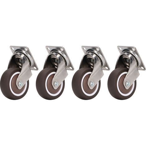 Lot de 4 roulettes robustes en caoutchouc souple chromé, résistantes aux chocs, de 5 cm (2 pouces), pour meubles (1/5)