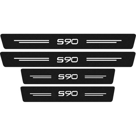 (4 pièces pour S90) 4 autocollants de protection de seuil de porte pour Volvo S60,S90,V40,V60,V90,XC40,XC60,XC70 et XC90 Décoratif en cuir et fibre de carbone (1/3)