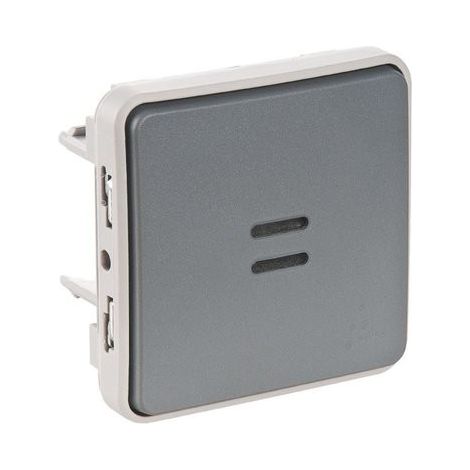 Poussoir lumineux programmable Plexo composable gris 10A