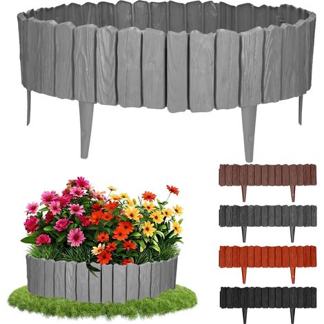 Bordure de Parterre, de 2,4 m, Aspect Bois (Gris) (1/5)