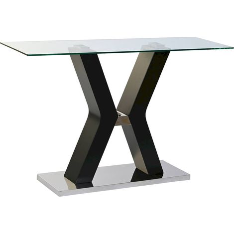 Console élégante en verre trempé noir chic et pratique - Noir intense et épuré (1/5)