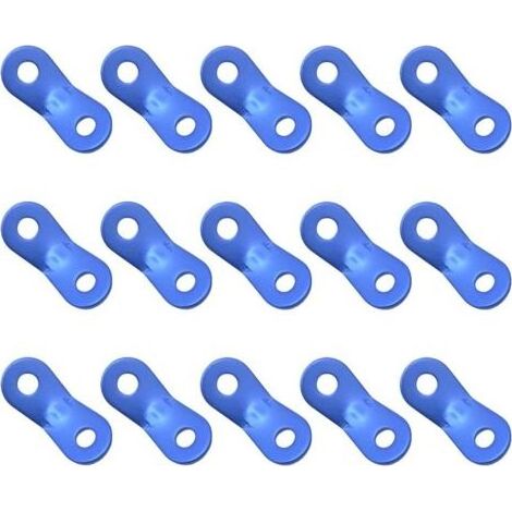 Tendeur de Corde, Tendeur de Corde Camping, 2 Trous Alliage d’Aluminium Ajusteur de Corde à Vent Tendure, pour Tente Bâche Randonnée Camping, Bleu, 15 Pièces (1/4)