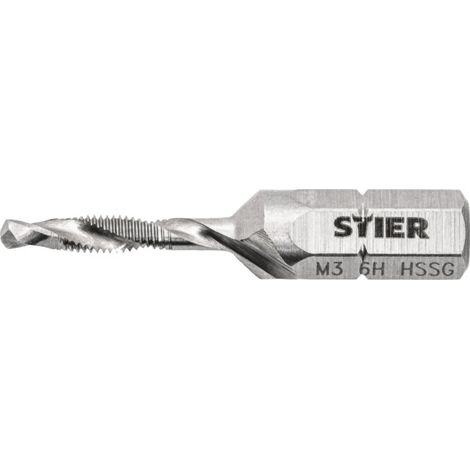 Taraud combiné STIER M3 DIN 3126 HSS-G 1/4"-socket (1/4)