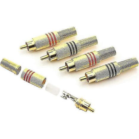20 connecteurs RCA mâles, adaptateurs de connecteurs RCA haut-parleur/vidéo plaqués or, connecteurs RCA mâles sans soudure, adaptés aux systèmes de surveillance multimédia et de vidéosurveillance. (1/3)