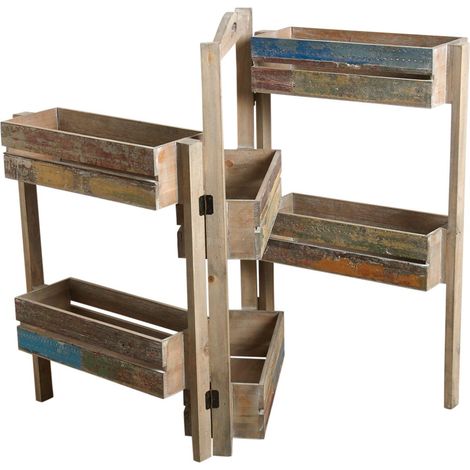 Jardinière triptyque bois recyclé (1/2)