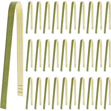 Lot de 30 pinces en bambou, petites pinces, ustensiles de cuisine, pinces à toast, pinces pour grille-pain (10 cm) (1/5)