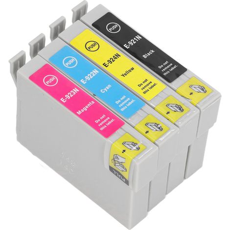 4er-Pack BK CMY Tintenpatronen, lichtechter Druck, 400 Seiten, kompatibel mit Stylus T26, T27 und TX106, klare Druckqualität (1/5)
