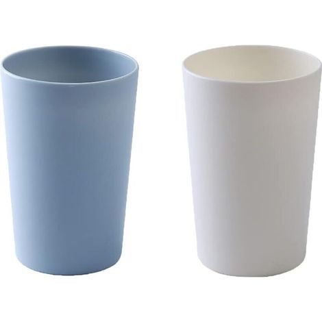Einfacher Trinkbecher, Plastikbecher für Zuhause, Zahnbürstenhalter für Paare, großer Becher mit 300 ml (10 oz) Fassungsvermögen (blau und weiß)