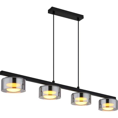 Hängeleuchte Esstischlampe Pendelleuchte LED Rauchglas schwarz 4-Flammig L 90 cm (1/5)