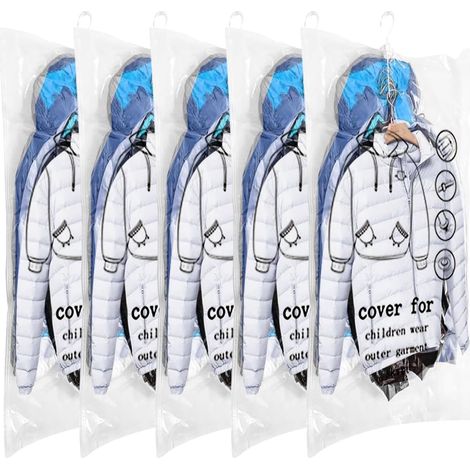 Sacs de Rangement sous Vide 5 Pièces, Housses de Rangement Sous Vide 90x70cm Sac Sous Vide Vetement Aspirateur pour Vêtements Costumes Manteaux Vestes (1/5)
