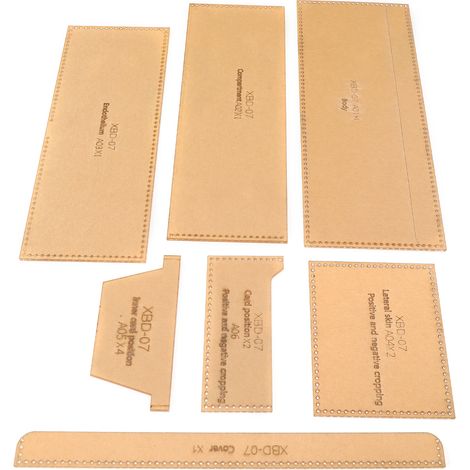 7 Pièces Gabarit Acrylique pour Découpe Cuir, Modèles Sacs et Bagages, Moule de Couture XBD‑07 (1/5)
