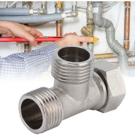 Raccord Tee G1/2 Mâle/Femelle Adaptateur Conduite d'eau Joint Acier Inoxydable Robinet Diviseur Pour Plomberie et Drainage (1/5)