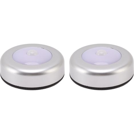 Veilleuse à détecteur de mouvement avec protection des yeux, petite lampe LED ronde à induction pour placard, tiroir ou dessous de lit (lot de 2), lumière blanche (1/5)
