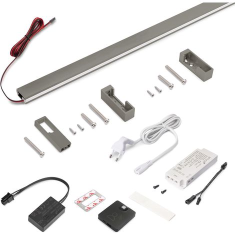 Emuca 5230852 Kit barre pour armoire Luxe, ruban LED 4,5x8 Neonlynx V, détecteur de mouvement RF Smart et convertisseur Smart (