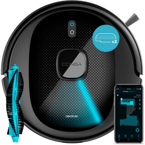 Cecotec Robot aspirapolvere Conga 7490 Immortal X-Treme con navigazione laser. Pulizia 4 in 1: spazzare, aspirare, strofinare e passare la scopa, 2600 Pa, 120 minuti di autonomia, spazzola (1/5)