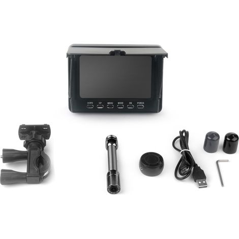 Cámara de vídeo para inspección de tuberías con clasificación IP68 y alcance de 50 m, sistema 1080p, pantalla LCD de 5" y 6 LED para trabajos de fontanería en desagües y tuberías.