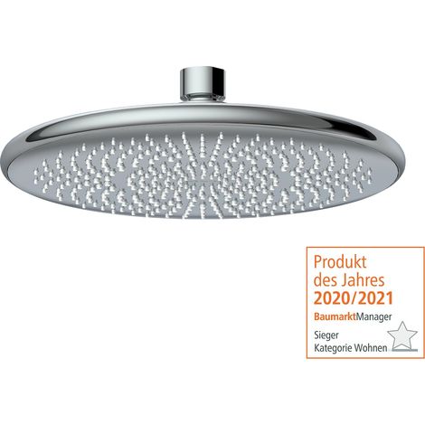 WENKO Regenduschkopf Watersaving Ø 22,5 cm, Ø 20 cm, Silber glänzend, Kunststoff (ABS) chrom (1/5)