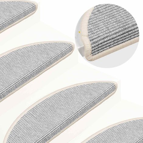 Maison Exclusive - Tapis d'escalier 15 pièces 56 x 17 x 3 cm Argent Demi-rond (1/5)
